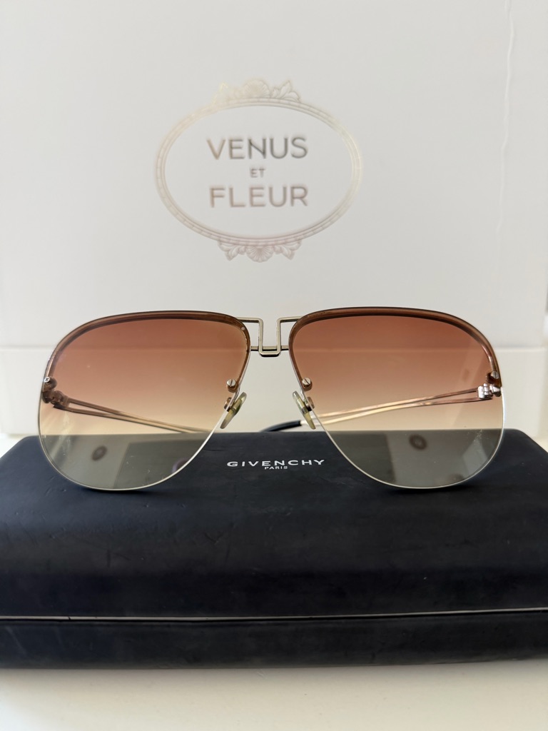 Givenchy Gold Frame Sunglasses With Brown Gradient Lenses